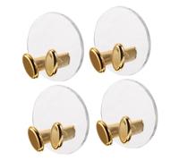 Amosfun Adhesive Cable Clips and Power Plug Holder, No Drill Wall Hooks for Kitchen and Bathroom, Gold Suction Hooks for Cord Organization, 4pcs Set for Cable and Charger Management