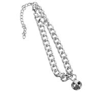 Amosfun Adjustable Cat and Dog Collar with Bell, Comfortable and Secure Fit, Aluminium Alloy Material, Stylish Silver Pendant Bell, for Small Pets and Kittens