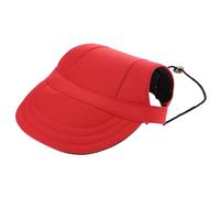 Amosfun Adjustable Red Canvas Pet Baseball Cap for Dogs and Cats, Lightweight and Moisture Absorbing Sun Protection Hat, for Outdoor Summer Activities