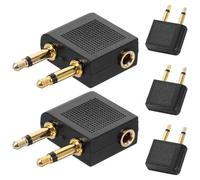 Amosfun Airplane Headphone Adapter Audio Jack Connector Dual Male Plug 5pcs Abs Zinc Alloy Suitable for Airline Entertainment and Travel