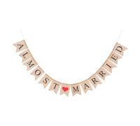 Amosfun Almost Married Wedding Pull Flag Banner Bunting Garland Assorted Color Linen Fish Tail Pennants Rustic Bridal Shower Party Decoration for Photo Props and Romantic Atmosphere