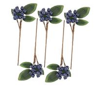Amosfun Artificial Christmas Berry Picks Blueberry Branches Green Leaves 5pcs Faux Berry Stems for Wreaths Tree Decorations Diy Holiday Crafts