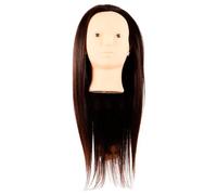 Amosfun Artificial Human Hair Mannequin Head for Hairdressing Practice, Realistic Cosmetology Training Doll with Cornrow and Straight Brown Hair, Wig Styling Manikin for Braiding