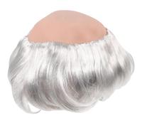 Amosfun Bald Man Cosplay Wig Short Wavy Grey Hair with Bald Cap for Mens Masquerade and Concert Costume Accessory