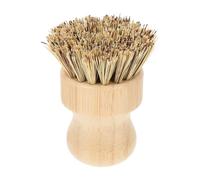 Amosfun Bamboo Pot Brush with Non-scratch Bristles Multi-function Vegetable Scrubber for Home Cleaning Sustainable Palm Wood Handle Kitchen Wok Brush for Fruits Veggies Dishes and Sinks