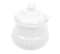 Amosfun Baroque Vintage White Embossed Ceramic Jar Multi-function Coffee Candy Sugar Container Food-grade Milk Storage for Kitchen Pantry