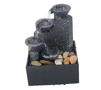 Amosfun Battery Powered Tabletop Artificial Water Fountain 3-Step Rockery Simulation Waterfall Landscape Ornament for Office Living Room Housewarming