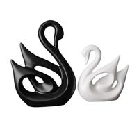 Amosfun Black and White Swan Lover Figurines Ceramic Couple Ornaments Artistic Home Decor for Living Fireplace Tabletop Creative Ceramic Craft with Elegant Design