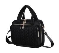 Amosfun Black Bible Book Bag for Women with Adjustable Strap and Comfortable Carrying, Polyester Quilted Cover with Zippered Pocket and Pen Slots, Travel Scripture Storage Case
