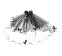 Amosfun Black Butterfly Mesh Veil Bridal Headpiece for Women Reusable Vampire Bride Halloween Jewelry Tulle Veil with Soft Lightweight Design for Halloween Bachelorette Party Cosplay
