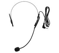 Amosfun Black Headworn Style Microphone Lightweight Compact Plastic and Iron Wired Headset Mic for Teachers and Tour Guides
