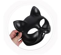 Amosfun Blank Plastic Cat Face Mask for DIY Masquerade Cosplay Party Accessory Unpainted Half Face Solid Color Mask for Costume Decoration and Creative