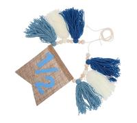 Amosfun Boho Beaded Tassel High Chair Banner for Birthday Party Chic Blue Wooden Beads Garland Decoration Easy Hang Shower Nursery Decor