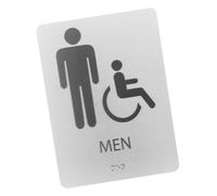 Amosfun Braille Toilet Sign Aluminum Composite Unisex Restroom Plaque for Business Office Washroom Public Spaces with Tactile and Visual Recognition