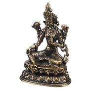 Amosfun Brass Buddha Sculpture, Green Tara Figurine Antique Brass Statue for Garden, Home Zen Meditation Areas