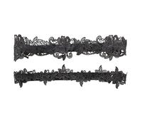 Amosfun Bridal Lace Garter 2pcs Set Black Flower Lace Wedding Garter for Women Adjustable Thigh Ring Suitable for Bride Wedding Accessories