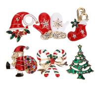 Amosfun Brooch Pins Set Excellent Durability and Scratch Resistance 6pcs Christmas with Rhinestone Alloy Material Elegant Clothes Lapel Pins for Women for Valentine’s Day and Anniversary