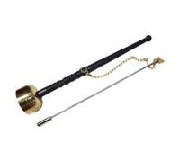 Amosfun Buddhist Yin Qing Brass Percussion Instrument Long Handle Soothing Sound Easy to Carry Golden Black for Temples and Company Meditation