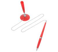 Amosfun Business Red Table Fixed Pen with Chain, Vertical Standing Ballpoint Signature Pen for Hotel Reception and Office Desk Use