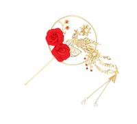 Amosfun Cake Ornament Decorative Fan Phoenix Ornament Acrylic Golden Romantic Delicate Cake Decoration Gift Holiday Celebrating