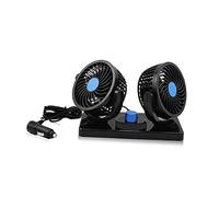 Amosfun Car Cooling Fan Dual Head with Rotation Adjustable Small Quiet Dashboard Fan with Detachable Self Adhesive Tape Energy Saving for Vehicle Cooling and Air Circulation