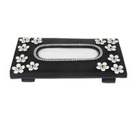 Amosfun Car Visor Napkin Box Tissue Case for Car Pu Leather Flower Design Black Fine Craftsmanship Space-saving Easy Installation Tissue Holder for Sun Visor Suitable for Rv