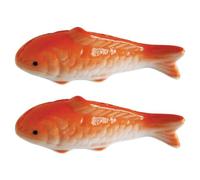 Amosfun Ceramic Aquarium Floating Fish 2pcs Porcelain Koi Fish Figurine Artificial Goldfish Floatable Fish Statue for Garden Pond Water Fountain Desktop Decor