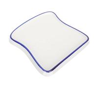 Amosfun Ceramic Breakfast Meal Tray and Food Plate Blue Toast Shape Embossed Porcelain Household Snack Dish for Kitchen and Dining
