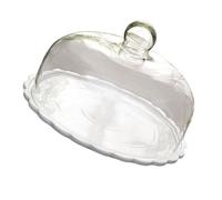 Amosfun Ceramic Cake Stand with Lid Glass Dome Cake Cover 9 Inch Dessert Server Clear Cupcake Stand Food Serving Tray for Home Restaurant Party