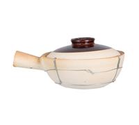 Amosfun Ceramic Clay Pot for Cooking Korean Bibimbap and Chinese Hot Pot White Single Handle Terracotta Pan for Rice Soups Stews at Home and Outdoor Travel