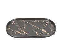 Amosfun Ceramic Marble Grain Bathroom Tray with Deep Sides Vanity Countertop Organizer for Toiletries and Jewelry Oval Nordic Style Storage Plate for Balcony Dressing Table Hotel Use