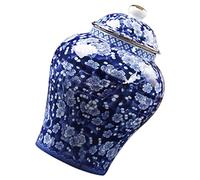 Amosfun Ceramic Tea Canister 330ml Chinese Style Blue and White Porcelain Antique Tea Jar Airtight Lid for Kitchen Storage