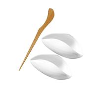 Amosfun Ceramic Tea Leaf Scoop and Coffee Bean Holder Porcelain Tea Vessel with Smooth Edges Vintage Style Loose Leaf Presentation Tool for Home Office