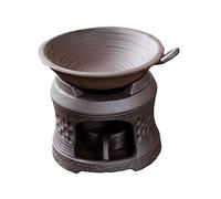 Amosfun Ceramic Tea Warmer with Candle Stand and Tray Multi Functional Teapot Stove Holder for Milk and Food Heating Elegant Brown Tea Brazier