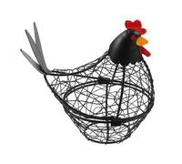 Amosfun Chicken Egg Basket, Black Wrought Iron Egg Collecting Fruit Bowl Countertop Holder Wire Container for Fruits Vegetables Kitchen Organizer Rooster Decor