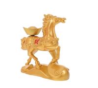 Amosfun Chinese Feng Shui Wealth Prosperity Horse Statue with Golden Yuan Bao Figurine Desktop Ornament for Home Office Decoration Fortune Crystal Collectible for Luck and Success