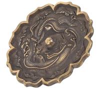 Amosfun Chinese Style Copper Craft Zodiac Mirror with Double Dragon and Eight Diagrams Traditional Home Decor for Prosperity and Fortune Unique Artistic Ornament for Family and Friends