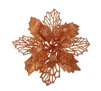 Amosfun Christmas Flower Ornaments Glitter Fake Flower Artificial Leaf Flowers Hollow Out for Christmas Holiday New Year Party Floral Decorations (Light Copper)