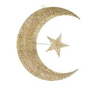 Amosfun Christmas Hanging Ornaments Gold Glitter Star Moon Shape Hanging Decor Iron Star Tree Topper Decorative Xmas Tree Ornament for Home Wall Door Window Decoration Xmas Party Supplies
