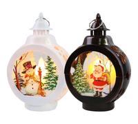 Amosfun Christmas Lanterns LED Flameless Candle Lamp 2pcs Retro Red Santa White Snowman Lighted Holiday Decorations Xmas Decorative Lantern Light Up Table Centerpiece PVC Desktop