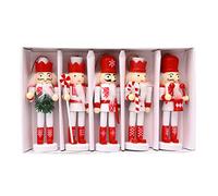 Amosfun Christmas Nutcracker Figures 5pcs Wooden Gingerbread Miniature Xmas Nutcracker Soldier Statue Table Centerpiece for Holiday Xmas Christmas Party Table Decoration
