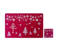Amosfun Christmas Placemats Set Non Slip Place Mats Coasters Table Mats Christmas Tree Printed for Xmas Holiday Supplies 12pcs