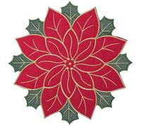 Amosfun Christmas Poinsettia Placemat, 1pc Christmas Flower Table Place Mat Hot Resistant Xmas Table Mats Holiday Poinsettia Flower Placemat Dining Decoration