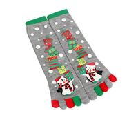 Amosfun Christmas Toe Socks - Five Fingers Long Socks with Snowman Print (Grey) - Free Size