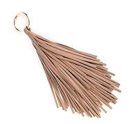 Amosfun Coffee Leather Tassel Keychain Circle Key Rings Tassel Keychain Charm Bookmark Tassels Handbag Backpack Hanging Pendant Decor for Women Purse Decorations