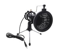 Amosfun Condenser Microphone Set 3.5mm Microphone for PC and Computer with Noise Reduction Technology Producing Sound Black for Conference Chat and Video Chat