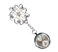 Amosfun Convenient Pocket Nurse Watch with Clip Durable Nurse Clock for Professionals Elegant Design with Decorative Flower and Rhinestone and Healthcare Workers