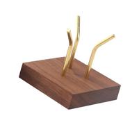 Amosfun Copper Crystal Display Stand for Minerals and Stones Three-peg Design Walnut Base for Home Office Exhibition and Art Showcase