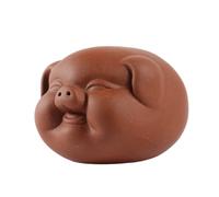 Amosfun Creative Little Pig Tea Pet Ornament for Tearoom and Home Decor Miniature Red Zisha Pig Statue with Vivid Expression for Tea Ceremony Decoration and Indoor Outdoor Display