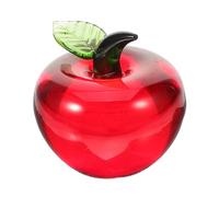 Amosfun Crystal Figurine Tabletop Adornment Small Fruit Sculpture with Glass Leaf Lifelike Artificial Fruit Decoration for Office Home Desktop and Mall Display
